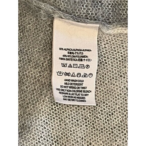 Free People Gray White Stripe Alpaca Blend Turtle Neck Sweater Pullover - Picture 5 of 8